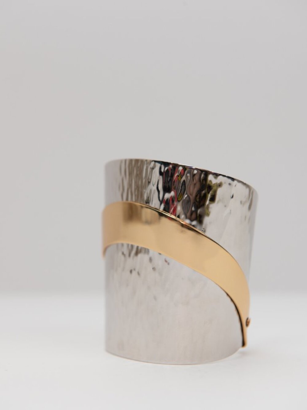 Vintage Napier Two-Tone Gold & Silver Tone Wide Cuff Bracelet Statement Jewelry